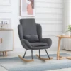 Fauteuil à Bascule Oreilles Rocking Chair Grand Confort Accoudoirs Assise Dossier Garnissage Mousse Haute Densité Lin Gris -Promos Fauteora Magasin fauteuil 8918729