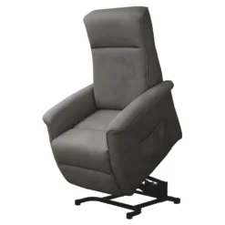 BARRENCE - Fauteuil Relax Et Releveur Electrique Tissu Aspect Cuir Marron Grisé -Promos Fauteora Magasin fauteuil 9165011