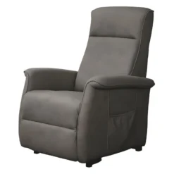 BARRENCE - Fauteuil Relax Et Releveur Electrique Tissu Aspect Cuir Marron Grisé -Promos Fauteora Magasin fauteuil 9165015