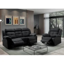 FABARES - Fauteuil Relax Manuel Tissu Gris -Promos Fauteora Magasin fauteuil 9165047