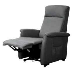 BARRENCE - Fauteuil Relax Et Releveur Electrique Tissu Aspect Cuir Gris Foncé