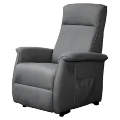 BARRENCE - Fauteuil Relax Et Releveur Electrique Tissu Aspect Cuir Gris Foncé -Promos Fauteora Magasin fauteuil 9165123