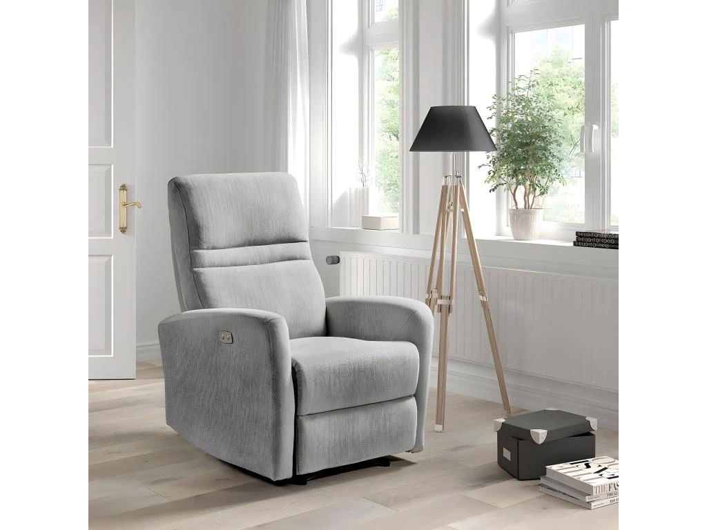 YANGAS - Fauteuil Relax Electrique Tissu Gris Clair 4 YANGAS - Fauteuil Relax Electrique Tissu Gris Clair – Image 2