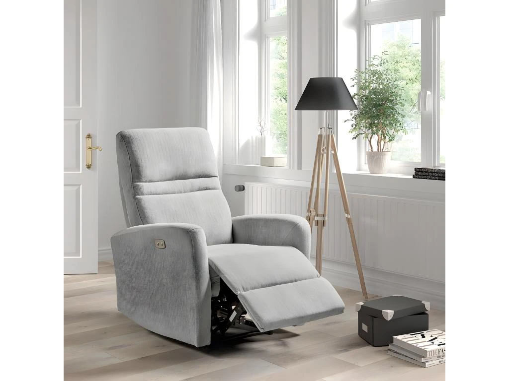 YANGAS - Fauteuil Relax Electrique Tissu Gris Clair 6 YANGAS - Fauteuil Relax Electrique Tissu Gris Clair – Image 4
