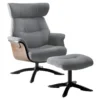 OBANOS - Fauteuil Inclinable + Repose-Pieds Gris -Promos Fauteora Magasin fauteuil 9165293