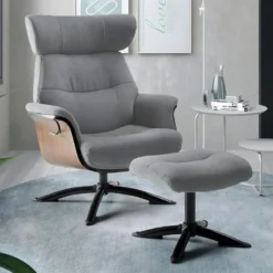 OBANOS - Fauteuil Inclinable + Repose-Pieds Gris -Promos Fauteora Magasin fauteuil 9165295