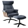 OBANOS - Fauteuil Inclinable + Repose-Pieds Gris Bleu -Promos Fauteora Magasin fauteuil 9165355