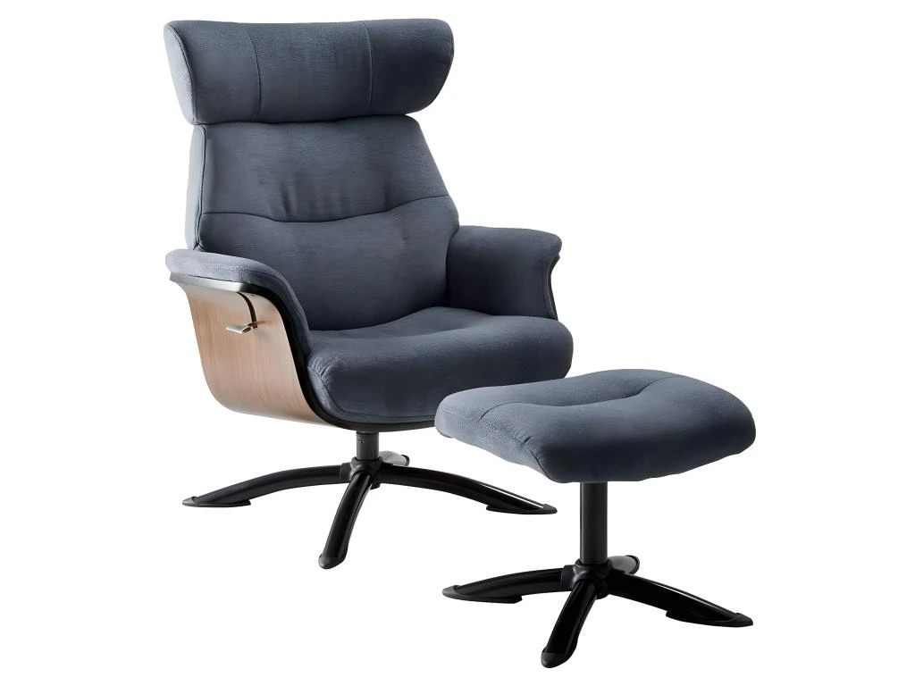 OBANOS - Fauteuil Inclinable + Repose-Pieds Gris Bleu 3 OBANOS - Fauteuil Inclinable + Repose-Pieds Gris Bleu