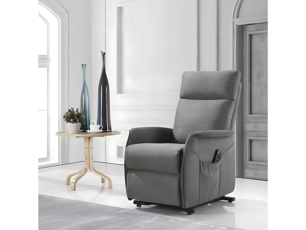 LISSONE - Fauteuil Relax Et Releveur Electrique Tissu Gris 5 LISSONE - Fauteuil Relax Et Releveur Electrique Tissu Gris – Image 3