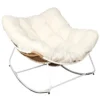 MERIDA - Fauteuil à Bascule Blanc Avec Assise Capitonnée Et Bouclettes -Promos Fauteora Magasin fauteuil 9172777