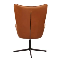 HENYA - Fauteuil Simili Marron Et Piétement Métal Noir -Promos Fauteora Magasin fauteuil 9172967