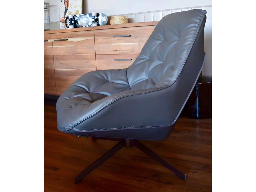 TREK - Fauteuil Moderne Aspect Cuir Gris 4 TREK - Fauteuil Moderne Aspect Cuir Gris – Image 2