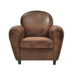GANSSI - Fauteuil Club Marron Aspect Cuir Vieilli -Promos Fauteora Magasin fauteuil 9173665