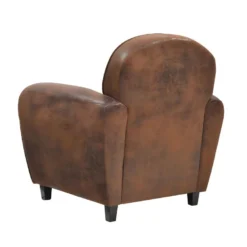GANSSI - Fauteuil Club Marron Aspect Cuir Vieilli -Promos Fauteora Magasin fauteuil 9173667