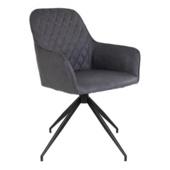 KARBO - Fauteuil Pivotant Simili Gris Foncé Et Piétement Acier