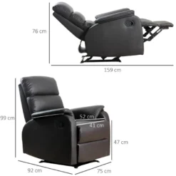Fauteuil De Relaxation Inclinable Avec Repose-pied Ajustable Revêtement Synthétique Brun Foncé -Promos Fauteora Magasin fauteuil 9473691