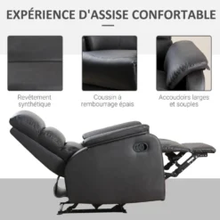 Fauteuil De Relaxation Inclinable Avec Repose-pied Ajustable Revêtement Synthétique Brun Foncé -Promos Fauteora Magasin fauteuil 9473695