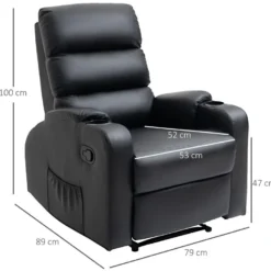 Fauteuil De Relaxation Inclinable Avec Repose-pied Ajustable Revêtement Synthétique Noir -Promos Fauteora Magasin fauteuil 9473771
