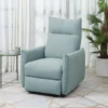 Fauteuil De Relaxation Inclinable électrique Avec Repose-pied Ajustable Tissu Aspect Lin Bleu Pastel