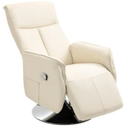 Fauteuil Relax Contemporain Inclinable Pivotant Grand Confort Revêtement Synthétique Crème -Promos Fauteora Magasin fauteuil 9473937