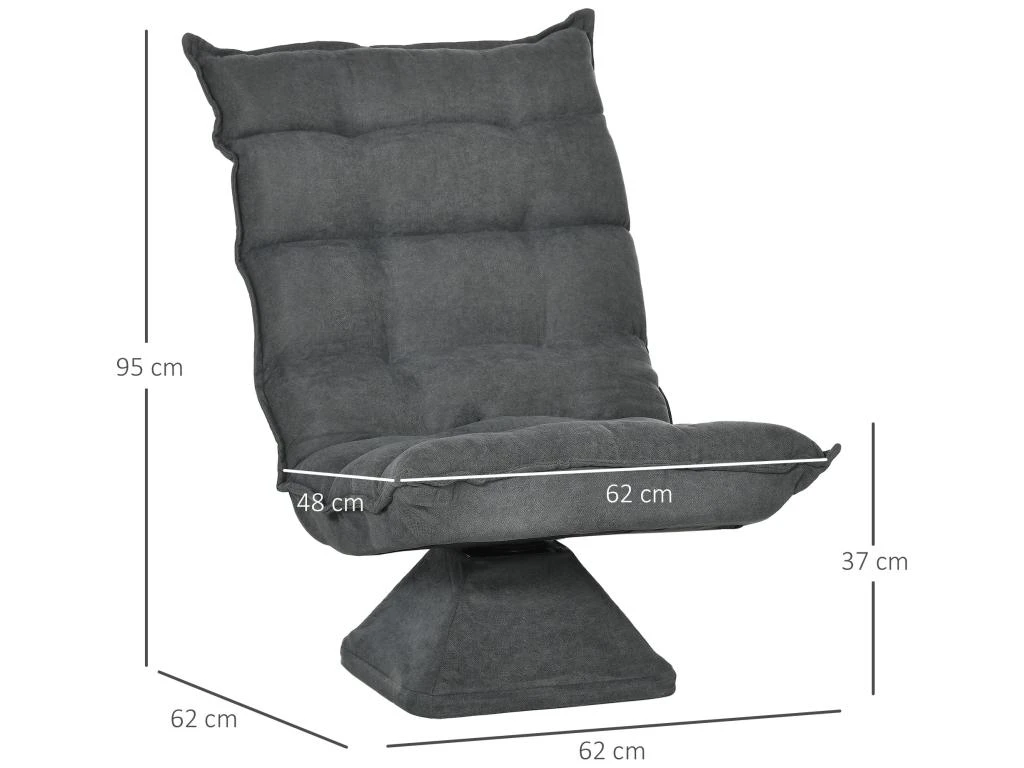 Fauteuil Relax Grand Confort Pivotant Inclinaison Réglable 5 Niv. épais Garnissage Mousse Haute Densité Tissu Velours Microfibre Gris 5 Fauteuil Relax Grand Confort Pivotant Inclinaison Réglable 5 Niv. épais Garnissage Mousse Haute Densité Tissu Velours Microfibre Gris – Image 3