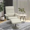 Fauteuil Relax Inclinable Pivotant Contemporain Avec Repose-pieds Grand Confort Revêtement Synthétique Crème -Promos Fauteora Magasin fauteuil 9474037