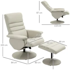 Fauteuil Relax Inclinable Pivotant Contemporain Avec Repose-pieds Grand Confort Revêtement Synthétique Crème 9 Fauteuil Relax Inclinable Pivotant Contemporain Avec Repose-pieds Grand Confort Revêtement Synthétique Crème -Promos Fauteora Magasin fauteuil 9474041