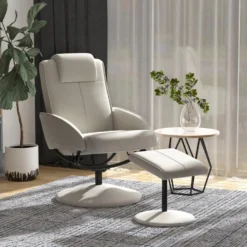 Fauteuil Relax Inclinable Style Contemporain Avec Repose-pieds Revêtement Synthétique Acier Gris