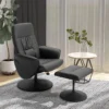 Fauteuil Relax Inclinable Pivotant Style Contemporain Avec Repose-pied Revêtement Synthétique Noir -Promos Fauteora Magasin fauteuil 9474107