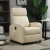 Fauteuil De Relaxation Et Massage Inclinaison Dossier Repose-pied Réglable Revêtement Synthétique Crème -Promos Fauteora Magasin fauteuil 9474917
