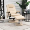 Fauteuil De Massage Et Relaxation électrique Pivotant Inclinable Avec Repose-pied Revêtement Synthétique Beige -Promos Fauteora Magasin fauteuil 9474927