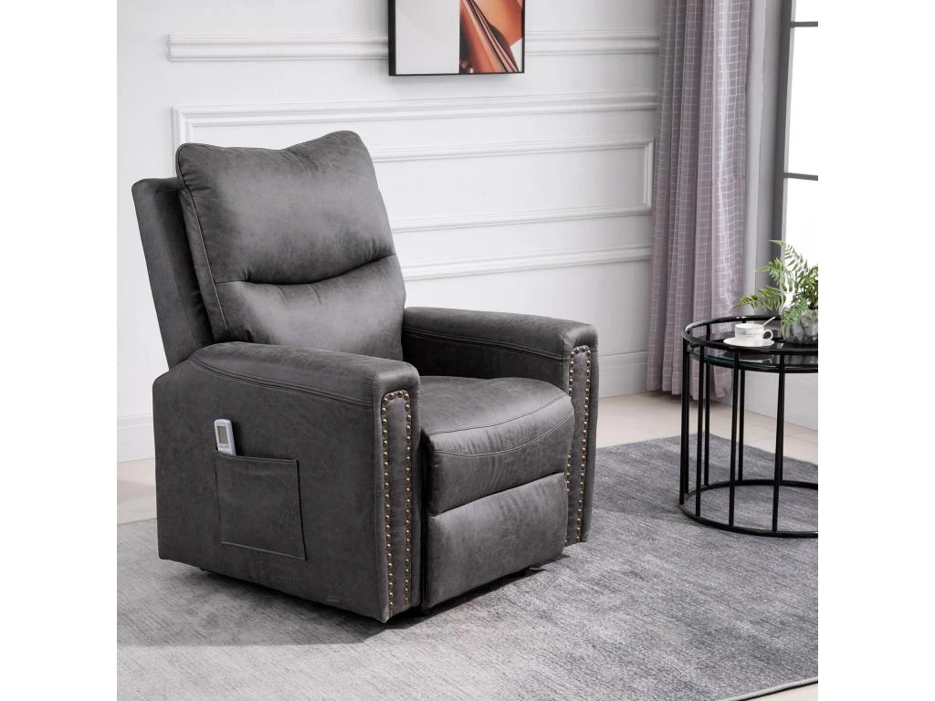 Fauteuil Releveur De Massage électrique Fauteuil De Relaxation Inclinable Avec Repose-pied Télécommande Revêtement Synthétique Tissu 86 X 92,5 X 104 Gris 3 Fauteuil Releveur De Massage électrique Fauteuil De Relaxation Inclinable Avec Repose-pied Télécommande Revêtement Synthétique Tissu 86 X 92,5 X 104 Gris