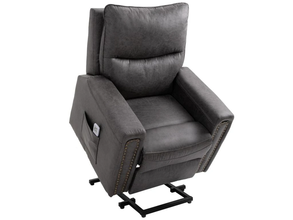 Fauteuil Releveur De Massage électrique Fauteuil De Relaxation Inclinable Avec Repose-pied Télécommande Revêtement Synthétique Tissu 86 X 92,5 X 104 Gris 4 Fauteuil Releveur De Massage électrique Fauteuil De Relaxation Inclinable Avec Repose-pied Télécommande Revêtement Synthétique Tissu 86 X 92,5 X 104 Gris – Image 2
