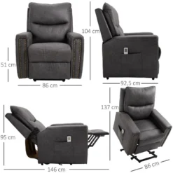 Fauteuil Releveur De Massage électrique Fauteuil De Relaxation Inclinable Avec Repose-pied Télécommande Revêtement Synthétique Tissu 86 X 92,5 X 104 Gris 9 Fauteuil Releveur De Massage électrique Fauteuil De Relaxation Inclinable Avec Repose-pied Télécommande Revêtement Synthétique Tissu 86 X 92,5 X 104 Gris -Promos Fauteora Magasin fauteuil 9474951