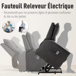Fauteuil Releveur De Massage électrique Fauteuil De Relaxation Inclinable Avec Repose-pied Télécommande Revêtement Synthétique Tissu 86 X 92,5 X 104 Gris 10 Fauteuil Releveur De Massage électrique Fauteuil De Relaxation Inclinable Avec Repose-pied Télécommande Revêtement Synthétique Tissu 86 X 92,5 X 104 Gris -Promos Fauteora Magasin fauteuil 9474953