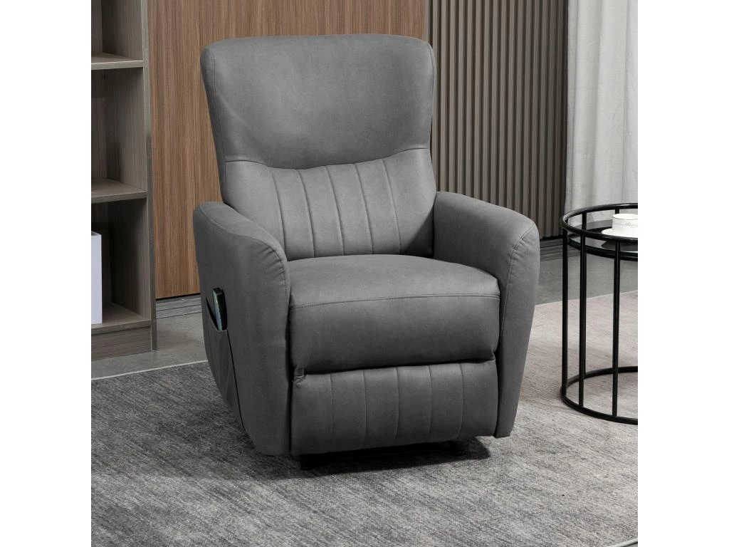 Fauteuil De Relaxation Inclinable 8 Points De Massage Repose-pied Ajustable Microfibre Polyester Gris 3 Fauteuil De Relaxation Inclinable 8 Points De Massage Repose-pied Ajustable Microfibre Polyester Gris