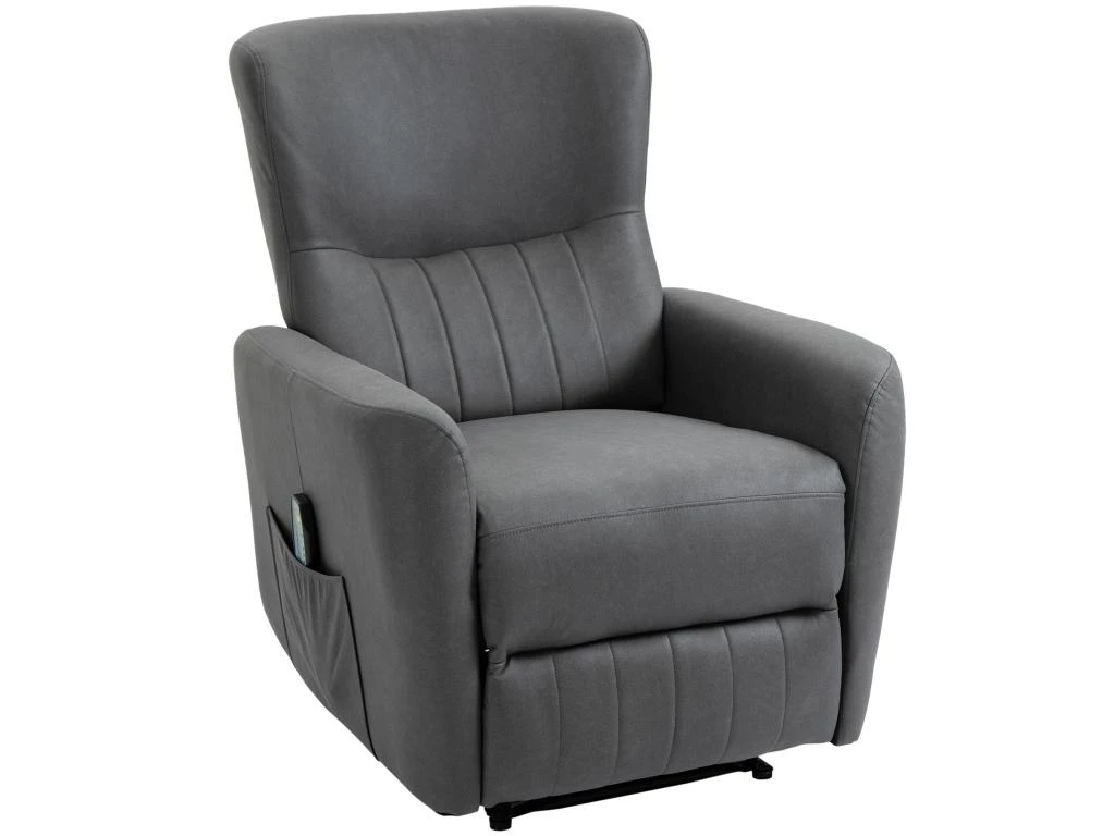 Fauteuil De Relaxation Inclinable 8 Points De Massage Repose-pied Ajustable Microfibre Polyester Gris 4 Fauteuil De Relaxation Inclinable 8 Points De Massage Repose-pied Ajustable Microfibre Polyester Gris – Image 2