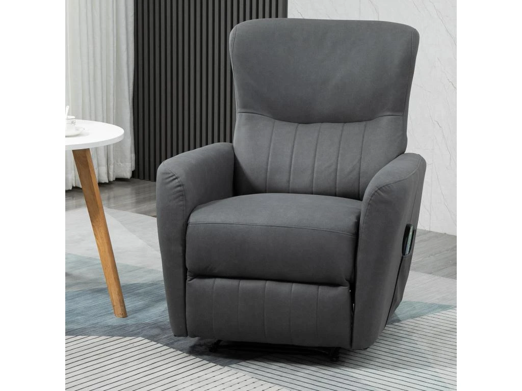 Fauteuil De Relaxation Inclinable 8 Points De Massage Repose-pied Ajustable Microfibre Polyester Gris 6 Fauteuil De Relaxation Inclinable 8 Points De Massage Repose-pied Ajustable Microfibre Polyester Gris – Image 4