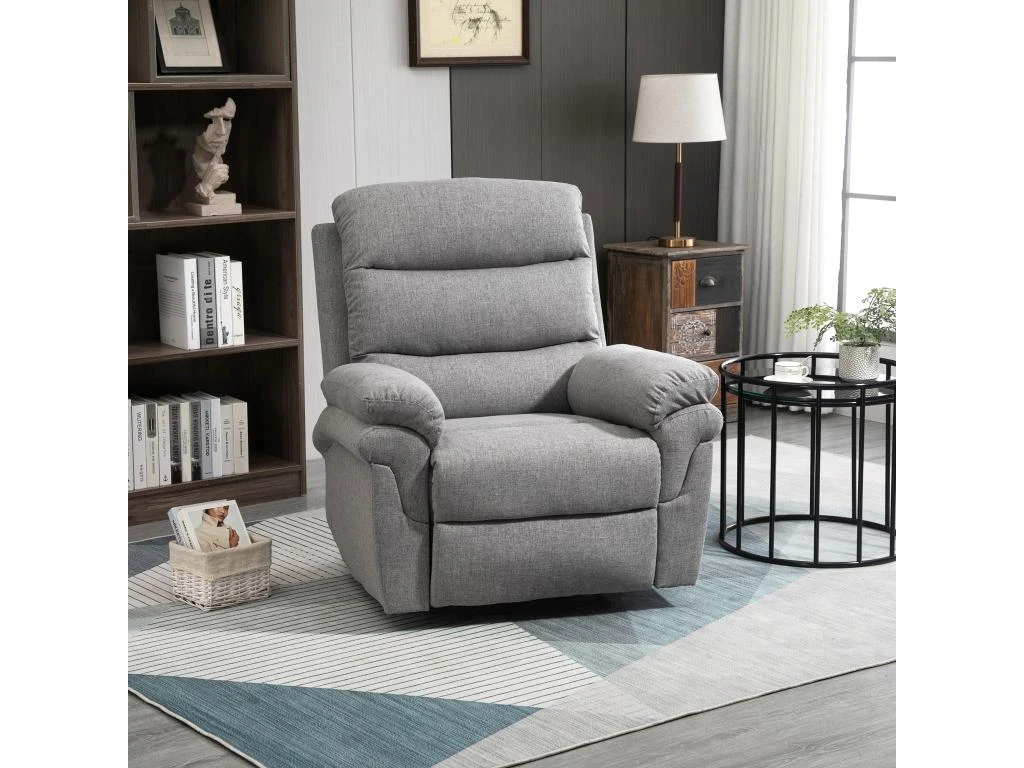 Fauteuil De Relaxation Inclinable Manuel Avec Repose-pied Ajustable Tissu Polyester Aspect Lin Gris Clair Chiné 3 Fauteuil De Relaxation Inclinable Manuel Avec Repose-pied Ajustable Tissu Polyester Aspect Lin Gris Clair Chiné