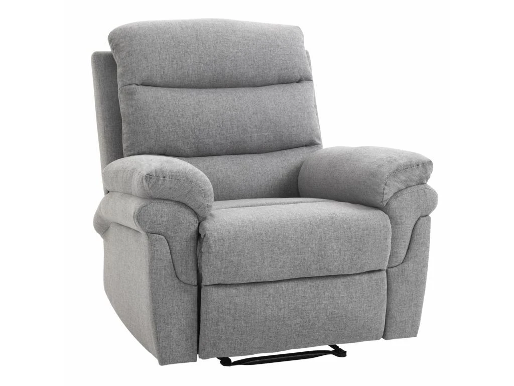 Fauteuil De Relaxation Inclinable Manuel Avec Repose-pied Ajustable Tissu Polyester Aspect Lin Gris Clair Chiné 4 Fauteuil De Relaxation Inclinable Manuel Avec Repose-pied Ajustable Tissu Polyester Aspect Lin Gris Clair Chiné – Image 2