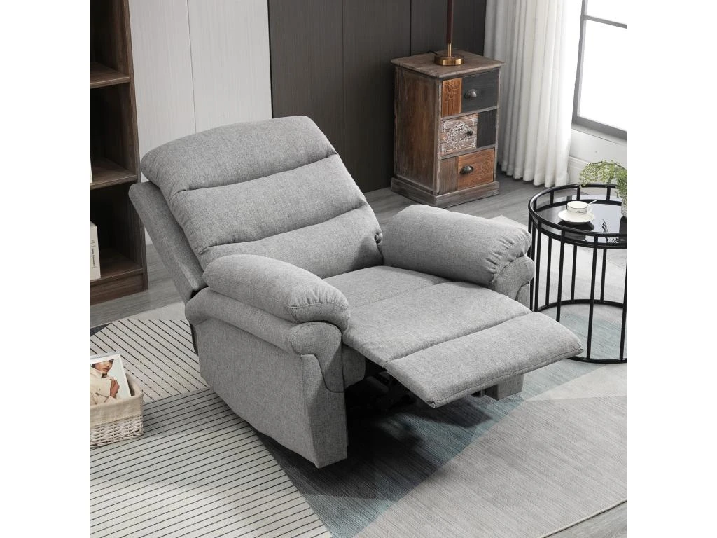 Fauteuil De Relaxation Inclinable Manuel Avec Repose-pied Ajustable Tissu Polyester Aspect Lin Gris Clair Chiné 7 Fauteuil De Relaxation Inclinable Manuel Avec Repose-pied Ajustable Tissu Polyester Aspect Lin Gris Clair Chiné – Image 5