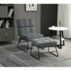 Fauteuil De Massage Avec Repose-pied - Style Néo-rétro Capitonné - Châssis Acier Noir Aspect Velours Gris -Promos Fauteora Magasin fauteuil 9475017