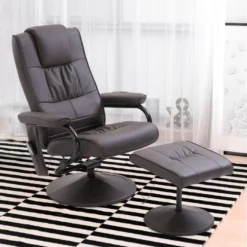 Fauteuil De Massage Et Relaxation électrique Pivotant Inclinable Avec Repose-pied Revêtement Synthétique Chocolat