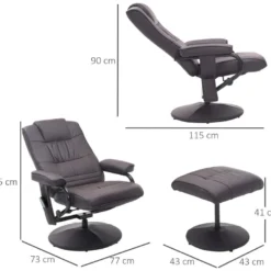 Fauteuil De Massage Et Relaxation électrique Pivotant Inclinable Avec Repose-pied Revêtement Synthétique Chocolat -Promos Fauteora Magasin fauteuil 9475041