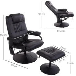 Fauteuil De Massage Et Relaxation électrique Pivotant Inclinable Avec Repose-pied Revêtement Synthétique Noir -Promos Fauteora Magasin fauteuil 9475101