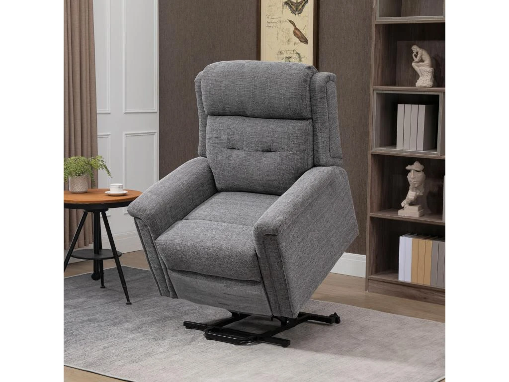 Fauteuil Releveur électrique Inclinable - Repose-pied Ajustable - Télécommande - Fauteuil De Relaxation - Tissu Polyester Aspect Lin Gris Chiné 3 Fauteuil Releveur électrique Inclinable - Repose-pied Ajustable - Télécommande - Fauteuil De Relaxation - Tissu Polyester Aspect Lin Gris Chiné
