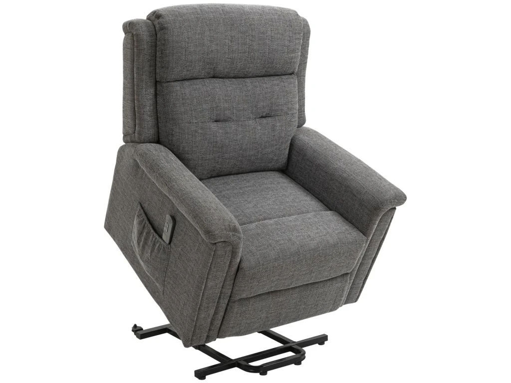 Fauteuil Releveur électrique Inclinable - Repose-pied Ajustable - Télécommande - Fauteuil De Relaxation - Tissu Polyester Aspect Lin Gris Chiné 4 Fauteuil Releveur électrique Inclinable - Repose-pied Ajustable - Télécommande - Fauteuil De Relaxation - Tissu Polyester Aspect Lin Gris Chiné – Image 2