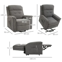 Fauteuil Releveur électrique Inclinable - Repose-pied Ajustable - Télécommande - Fauteuil De Relaxation - Tissu Polyester Aspect Lin Gris Chiné 9 Fauteuil Releveur électrique Inclinable - Repose-pied Ajustable - Télécommande - Fauteuil De Relaxation - Tissu Polyester Aspect Lin Gris Chiné -Promos Fauteora Magasin fauteuil 9485169