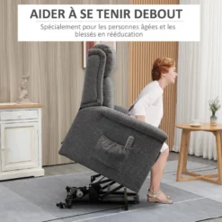 Fauteuil Releveur électrique Inclinable - Repose-pied Ajustable - Télécommande - Fauteuil De Relaxation - Tissu Polyester Aspect Lin Gris Chiné 10 Fauteuil Releveur électrique Inclinable - Repose-pied Ajustable - Télécommande - Fauteuil De Relaxation - Tissu Polyester Aspect Lin Gris Chiné -Promos Fauteora Magasin fauteuil 9485171