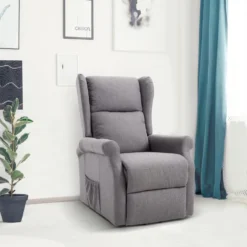 Fauteuil De Relaxation électrique Fauteuil Releveur Inclinable Avec Repose-pied Ajustable Lin Gris Chiné